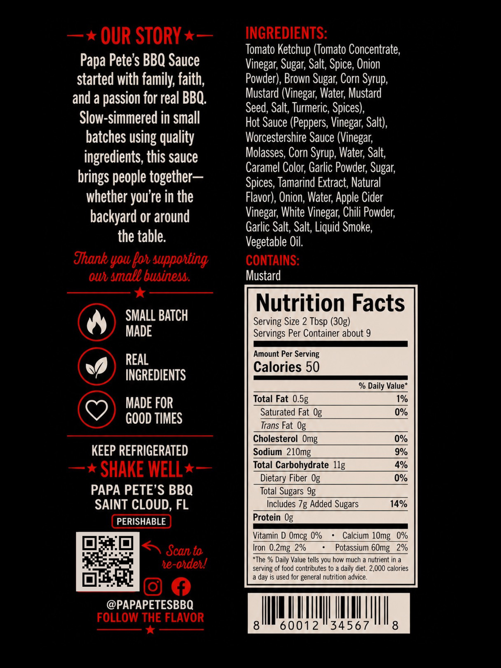Papa Pete's Backyard Classic BBQ Sauce